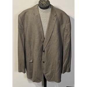 Lauren Ralph Lauren Blazer Mens 56‎ Long Brown Silk Wool Check Tweed Sport Coat